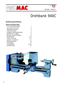 Bedienungsanleitung Promac 940C Drehbank