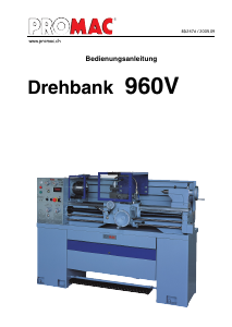 Bedienungsanleitung Promac 960V Drehbank