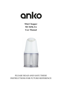 Handleiding Anko MC365K-SA Hakmolen