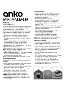 Handleiding Anko NOV-85 Massageapparaat