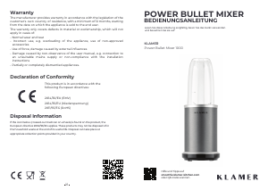 Bedienungsanleitung Klamer Power Bullet Mixer 1000 Standmixer