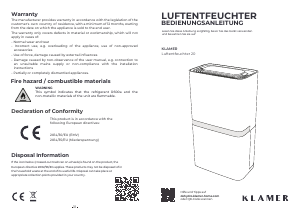 Bedienungsanleitung Klamer 20 Luftentfeuchter