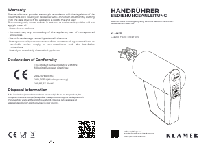 Handleiding Klamer Classic 500 Handmixer