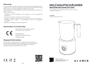 Manual Klamer 500 Milk Frother