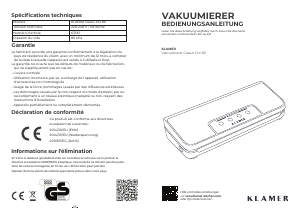 Bedienungsanleitung Klamer Classic Pro 80 Vakuumierer