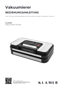 Mode d’emploi Klamer Pro 80+ Appareils de mise sous vide