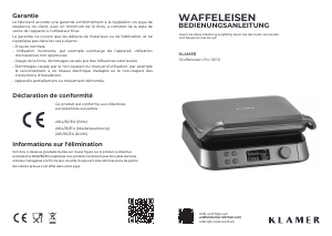 Mode d’emploi Klamer Pro 1600 Gaufrier