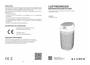 Handleiding Klamer 500i Luchtreiniger