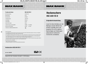 Bedienungsanleitung Max Bahr HSE 600-55 D Heckenschere