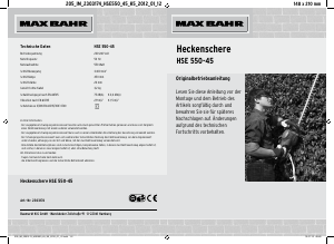 Bedienungsanleitung Max Bahr HSE 550-45 Heckenschere