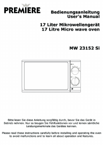 Bedienungsanleitung Premiere MW 23152 Si Mikrowelle