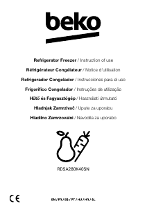 Használati útmutató BEKO RDSA280K40SN Hűtő és fagyasztó