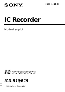 Mode d’emploi Sony ICD-B15 Enregistreur numérique