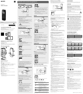 Mode d’emploi Sony ICD-PX470 Enregistreur numérique