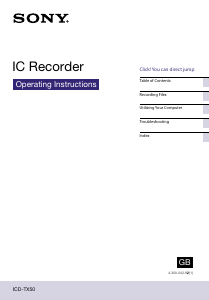Manual Sony ICD-TX50 Audio Recorder