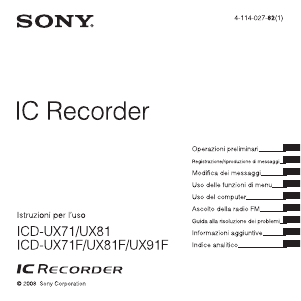 Manuale Sony ICD-UX81F Registratore vocale