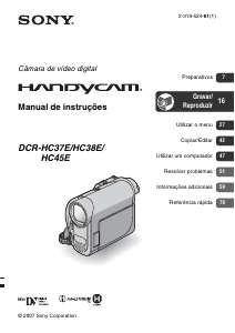 Manual Sony DCR-HC37E Câmara de vídeo