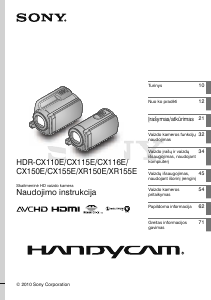 Vadovas Sony HDR-CX116E Vaizdo kamera