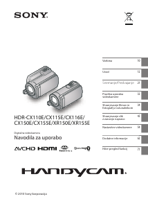 Priročnik Sony HDR-CX155E Prenosna kamera