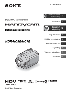 Brugsanvisning Sony HDR-HC7E Videokamera