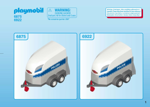 Brugsanvisning Playmobil set 6922 Police Ridende politi med trailer