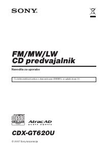 Priročnik Sony CDX-GT620U Avto radio