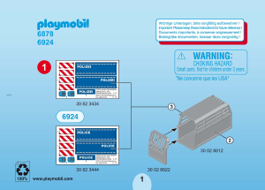 Handleiding Playmobil set 6924 Police Politie wegversperring