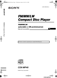 Návod Sony CDX-MP40 Autorádio
