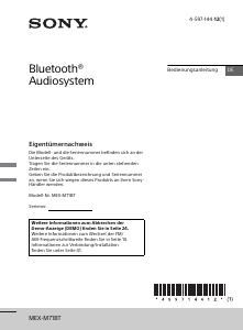 Bedienungsanleitung Sony MEX-M71BT Autoradio