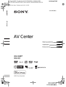 Käyttöohje Sony XAV-64BT Autoradio