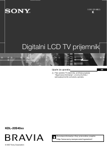 Priručnik Sony Bravia KDL-20S4000 LCD televizor