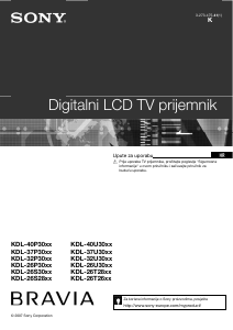 Priručnik Sony Bravia KDL-26T2600 LCD televizor