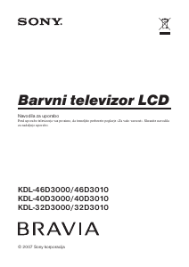 Priročnik Sony Bravia KDL-46D3000 LCD-televizor