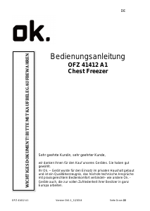 Bedienungsanleitung OK OFZ 41412 A1 Gefrierschrank