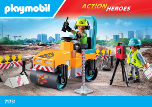 Εγχειρίδιο Playmobil set 71751 Action Heroes Οδοστρωτήρας και εργάτες