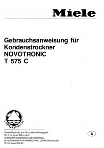 Bedienungsanleitung Miele T 575 C Novotronic Trockner