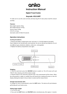 Handleiding Anko 43111497 Kofferweegschaal