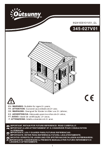 Manual Outsunny 345-027V01BU Casuta copii