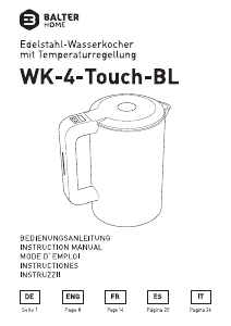 Manual de uso Balter WK-4-Touch-BL Hervidor