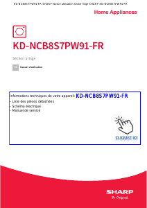 Mode d’emploi Sharp France KD-NCB8S7PW91-FR Sèche-linge