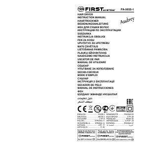 Instrukcja First Austria FA-5655-1 Suszarka do włosów