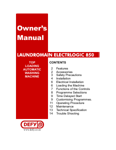 Manual Defy Laundromaid Electrologic 850 Washing Machine