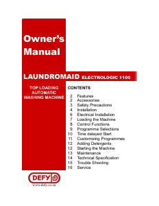 Manual Defy Laundromaid Electrologic 1100 Washing Machine