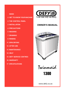 Manual Defy Twinmaid 1300 Washing Machine