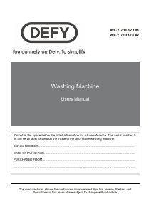 Manual Defy WCY 71032 LW Washing Machine