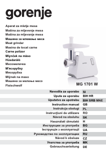 Manual Gorenje MG1701W Meat Grinder