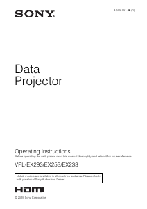 Manual Sony VPL-EX293 Projector