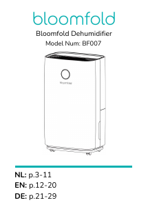 Handleiding Bloomfold BF007 Luchtontvochtiger