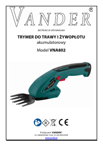 Instrukcja Vander VNA802 Nożyce do żywopłotu