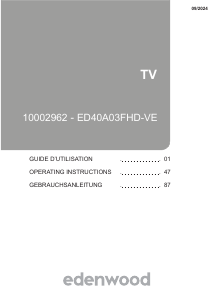 Mode d’emploi Edenwood ED40A03FHD-VE Téléviseur LED
